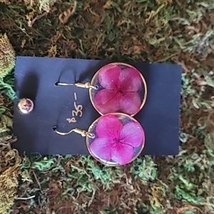 Handcrafted floral resin earrings